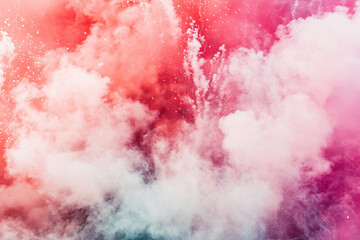 Obraz premium A mesmerizing cloud of pink and white powder erupts in a dynamic explosion, capturing a moment of vibrant color and abstract beauty