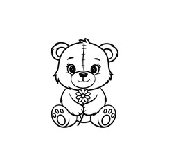 Black and White Panda Vector Illustration– Cute Animal Silhouette on White Background