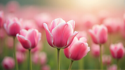 Fototapeta premium pink tulips in spring