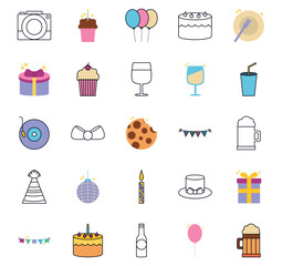 Set of party vector icons with white background
