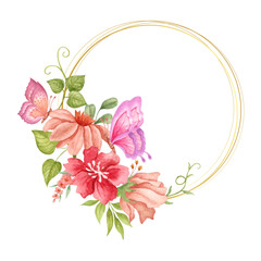 Hand painted watercolor floral frame