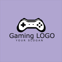 Vector Logo for Gaming Brand Featuring Stylized Game Controller with Bold Black Text and Purple Background.