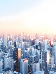 Fototapeta premium Futuristic cityscape rendering urban landscape digital art modern architecture aerial view technology concept