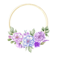 Beautiful lovely watercolor floral frame