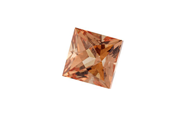 Garnet with rutile inclusions faceted old mine cut stone mineral macro photography on white...