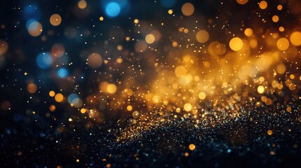 Obraz premium Shimmering golden and blue bokeh