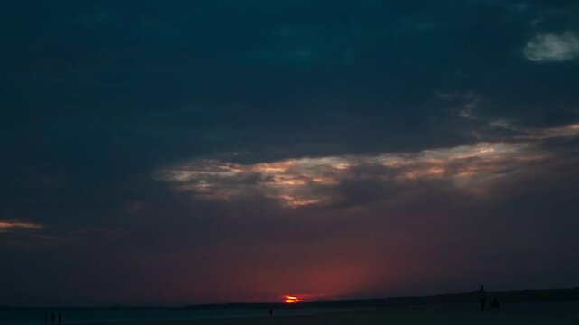 A blue hour sunset on the beach