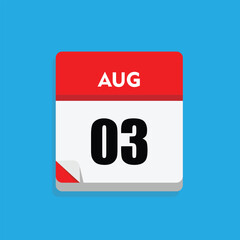 calender icon, 03 august icon with blue background