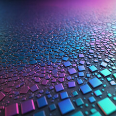 Obraz premium Abstract Colorful Metallic Cube Grid Pattern, abstract geometric technology background in blue tones, background, computer, texture, pattern, blue, design, light, internet, illustration generated ai