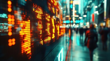 Digital Screen With Stock Market Data