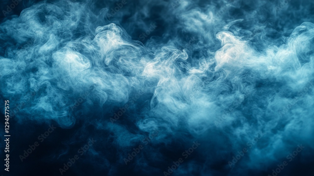 Aufkleber wisps of blue mist float gently in a dark backdrop, forming intricate patterns and evoking a sense o