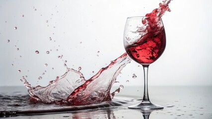Red Wine Splash in Glass