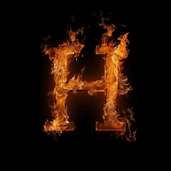 Fire text effect H isolated on black background