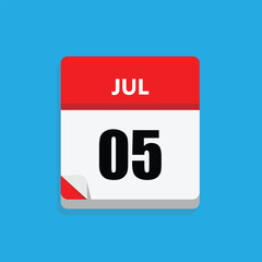 calender icon, 05 july icon with blue background