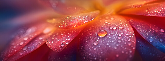 Fototapeta premium A close-up of the delicate petals and dewdrops on an open lotus flower 