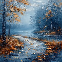 Naklejka premium Acrylic oil painting of nature landscape