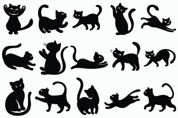 cat silhouette set, cat vector icon set, cat Vector illustration