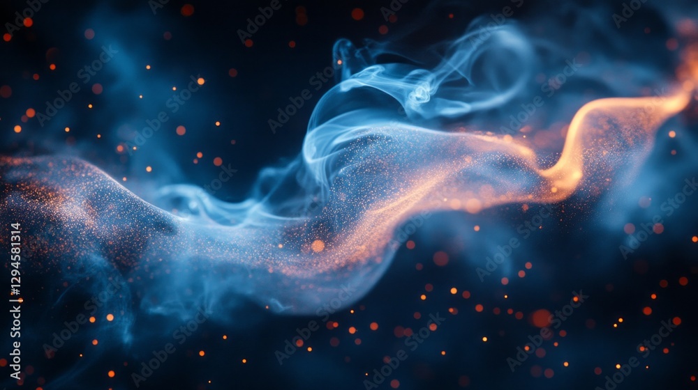 Poster mesmerizing ribbons of translucent smoke curl elegantly against a dark backdrop, while twinkling spa
