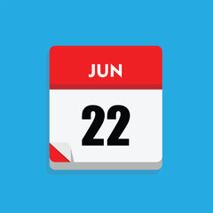 calender icon, 22 june icon with blue background
