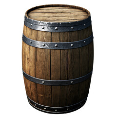 Fototapeta premium medieval wooden barrel isolated on transparent background