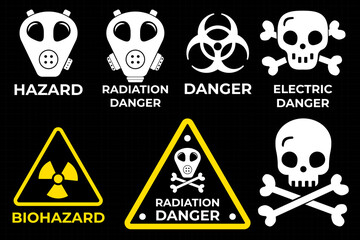 Conceptual HUD danger zone layout featuring red warning frames and futuristic alert elements. High-quality vector illustration perfect for print and digital interfaces, including caution signs