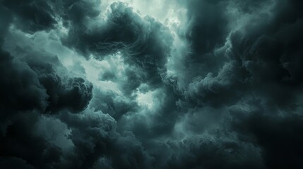 Fototapeta premium Dark, turbulent clouds create a dramatic sky, filled with energy and the anticipation of an impending storm.