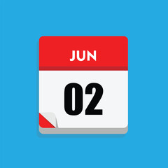 calender icon, 02 june icon with blue background