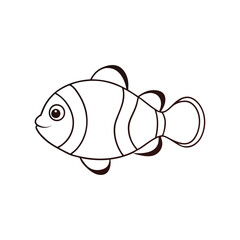 Clownfish vector illustration line art.