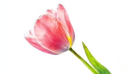 Fototapeta premium Delicate Pink Tulip Bloom Isolated on White Background