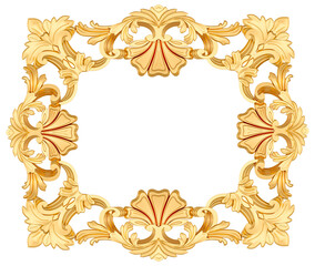 Gold ornament on white background, cut out, 3D render
