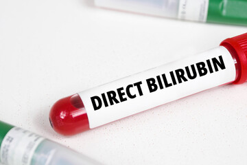 Obraz premium Direct bilirubin blood test title text of medical analysis