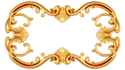 Golden frame on white background, cut out, 3D render
