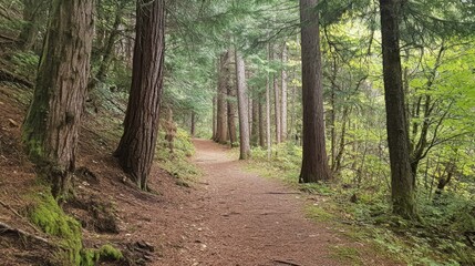 Obraz premium Real cedar forest outdoors woodland nature.