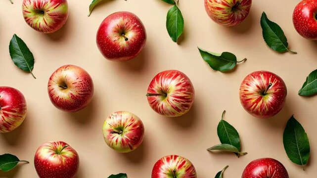 Creative apple pattern on a beige background.