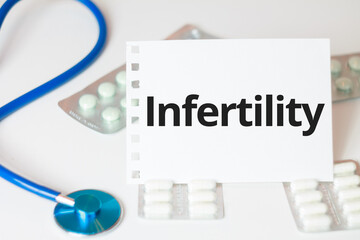 Infertility text title medical content background