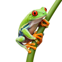 Fototapeta premium Vibrant Red-Eyed Tree Frog Climber on a Stem