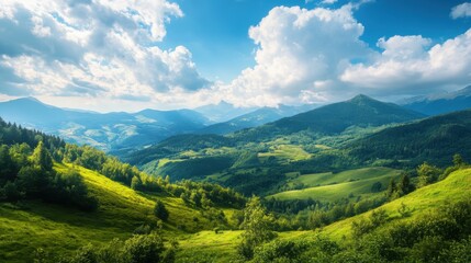 Naklejka premium Green mountain nature wilderness vegetation.