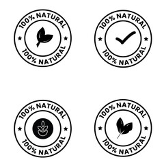 Natural logo, Natural ingredients icon, label or logo ,100 percent natural badge or symbol.