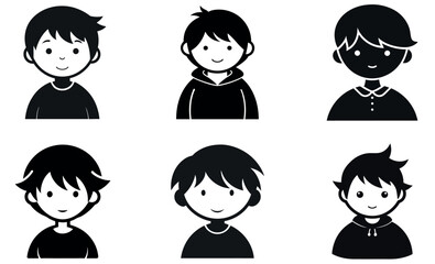 Simple Black and White Cartoon Children's Icons design
