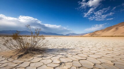 Arid Desert Landscape Under a Blue Sky