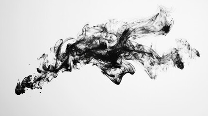 Abstract Black Ink Splash on White Background