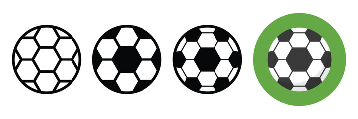 Fototapeta premium Set of football icon simple black style. Soccer ball sign sign for sports. Vector Illustration.