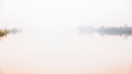 Fototapeta premium the river Po inside its Veneto side Delta during a winter season, Rovigo, Italy