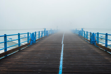 Obraz premium the river Po inside its Veneto side Delta during a winter season, Rovigo, Italy