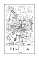 Obraz premium Printable downtown road map poster of the Italian town of PISTOIA on solid white background with city name