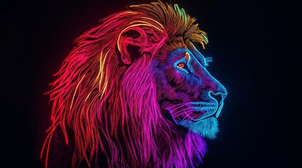 Fototapeta premium Colorful Rainbow Lion Profile Digital Art