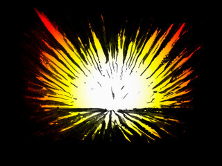 Exploding white star abstract colorful