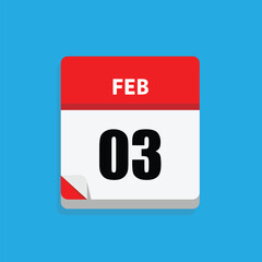 calender icon, 03 february icon with blue background