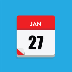 calender icon, 27 january icon with blue background