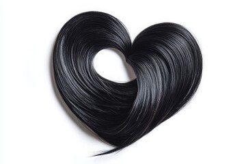 black hair in shape of heart isolated on a white background